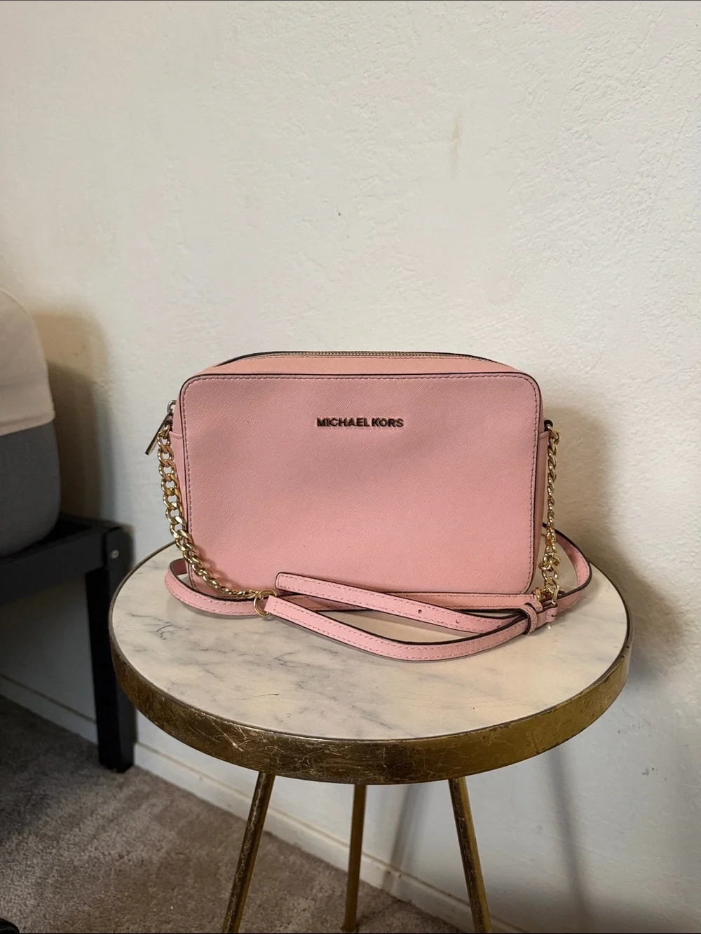 Michael Kors Blush Pink Saffiano Crossbody Camera Bag